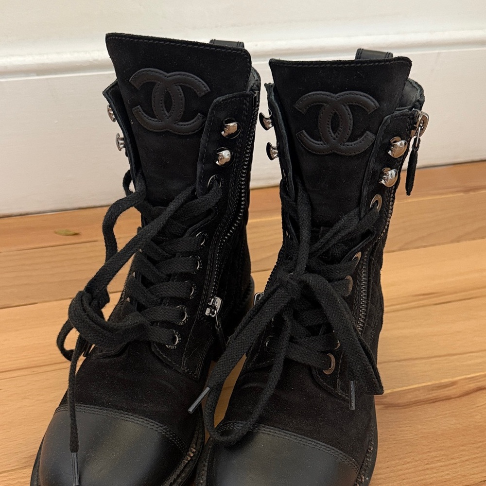 CHANEL Black Combat Boots for Women
